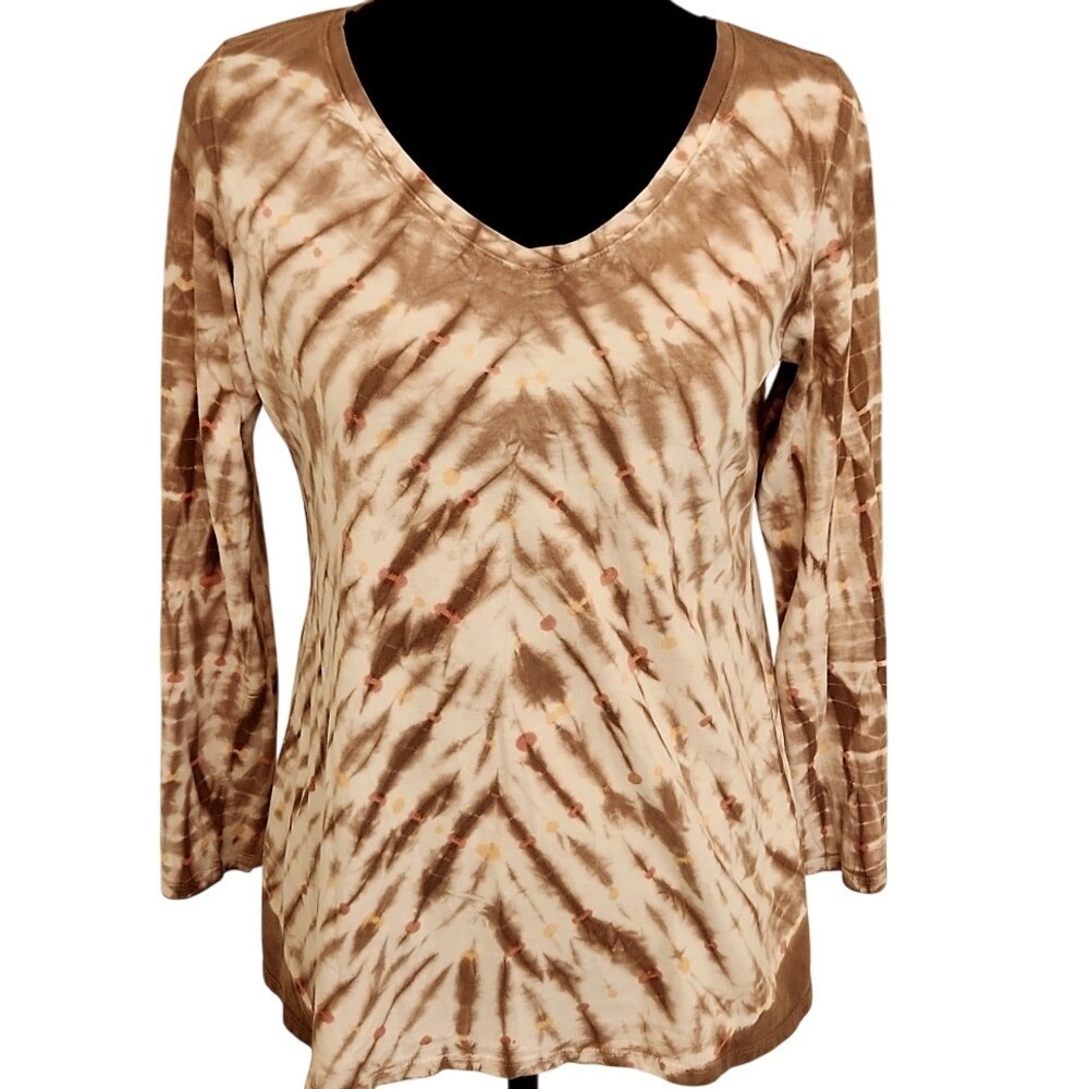 J. Jill Brown Tie-Dye Brown Long Sleeve Top‎ Small Petite